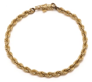 14K Gold Rope Chain Bracelet