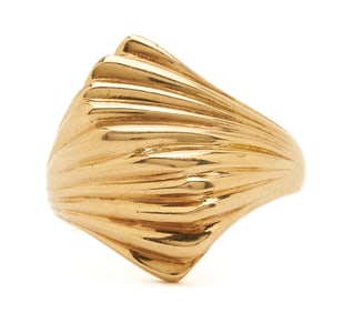 Vintage Denmark 14K Gold Modernist Wave Ring