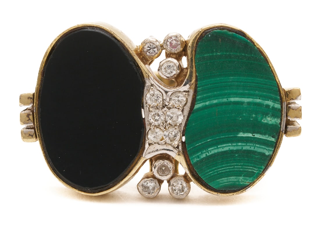 14K Gold, Onyx & Malachite Ring (1 of 5)