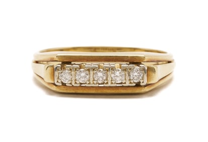 14K Gold & Diamond Ring (row of diamonds)