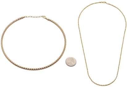 14K Italian Gold Necklace and 10K Gold Rope Chain Necklace