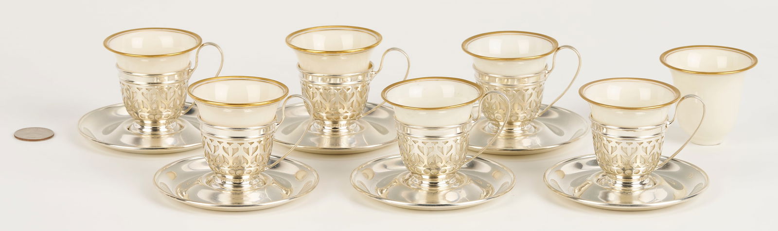 6 Gorham Sterling Demitasse Cups & Saucers (1 of 20)