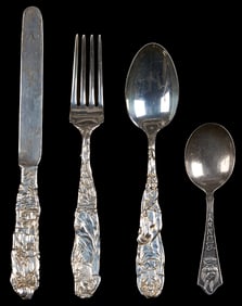 Tiffany 3 Pc Sterling Children's Flatware Set Plus 1 Baby Spoon