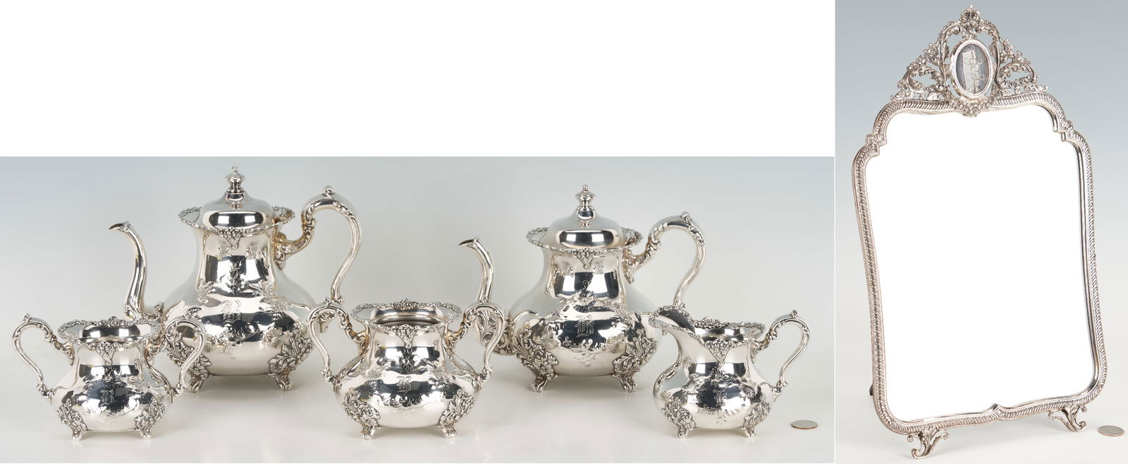 5 Piece Pairpoint Silverplated Tea Service Plus Alpadur Silverplate Mirror (1 of 20)