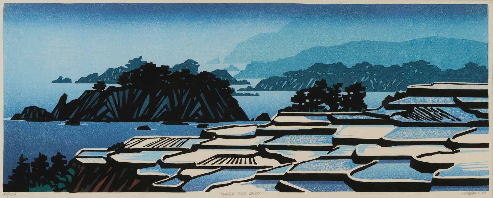 Clifton Karhu Woodblock Print, Tango Cho Snow (Sodeshi Rice Terraces) (1 of 9)
