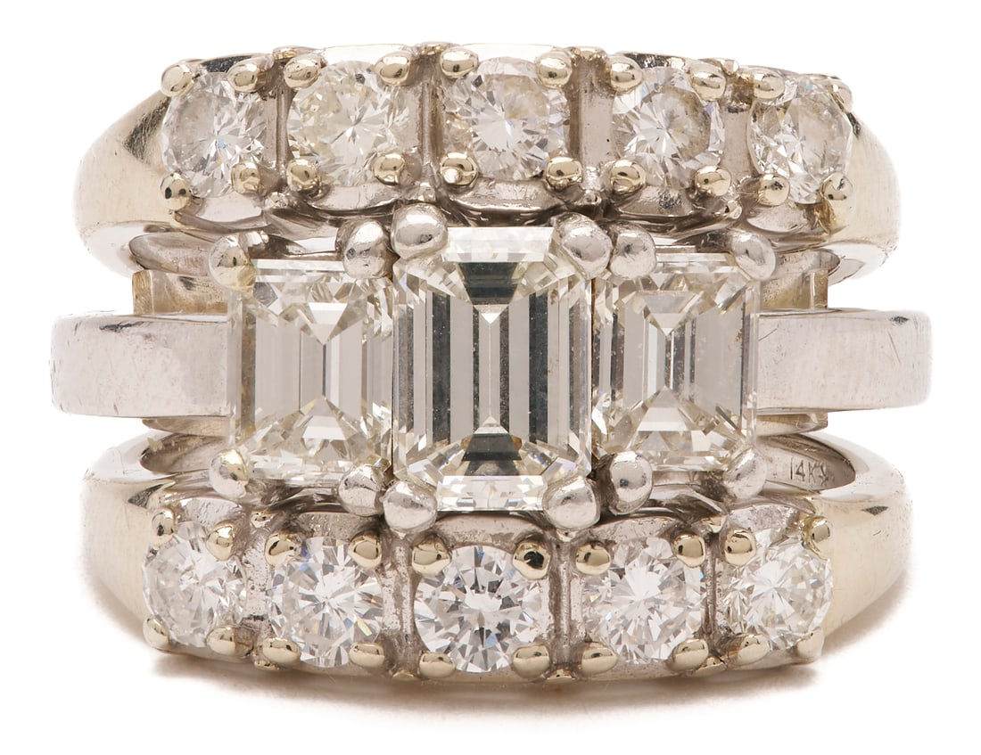 Emerald-Cut Diamond Ring with Square Diamond Wraps (1 of 7)