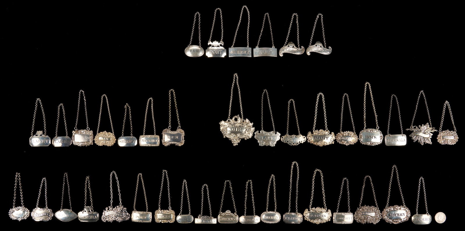 40 Antique British Sterling Silver Wine Labels (1 of 12)