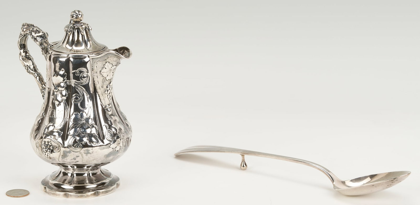 Coin Silver Tea Pot plus Sterling Stuffing Spoon (1 of 15)