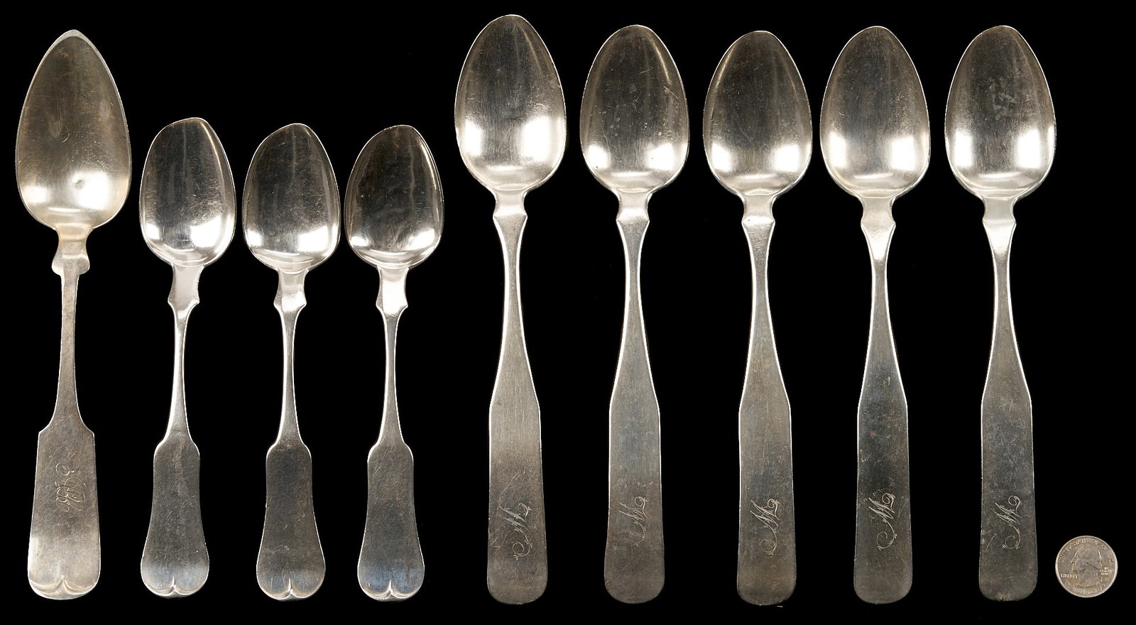 8 TN Coin Silver Table Spoons Plus 1 TN Sterling Spoon (1 of 6)
