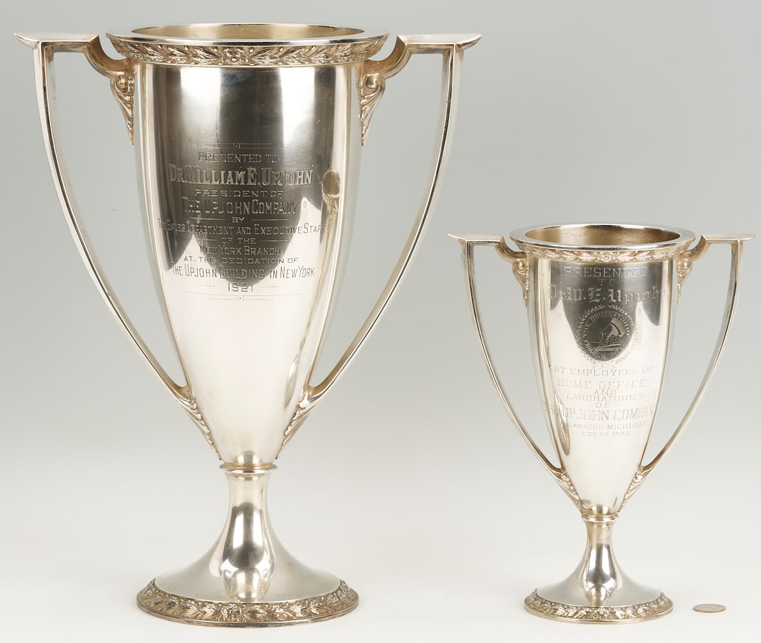 2 Sterling Silver Trophies presented to Dr. Wm. Upjohn, 1920s (1 of 19)
