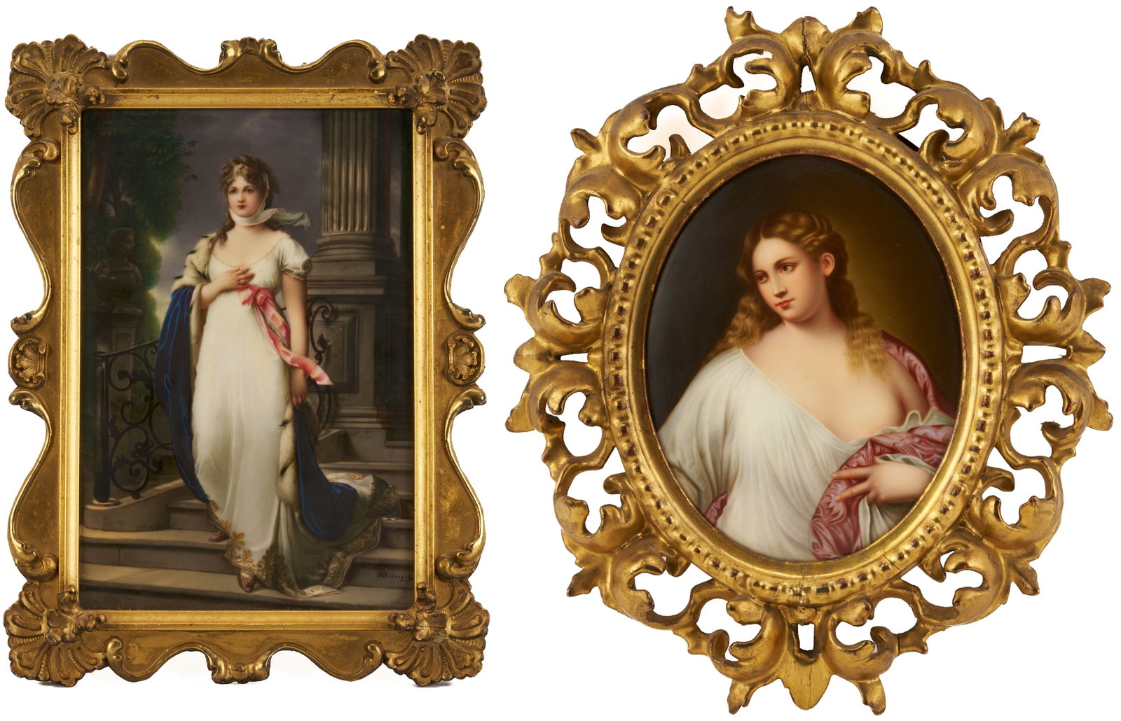 2 Hand Painted Porcelain Plaques, Queen Louise and Flora (1 of 17)