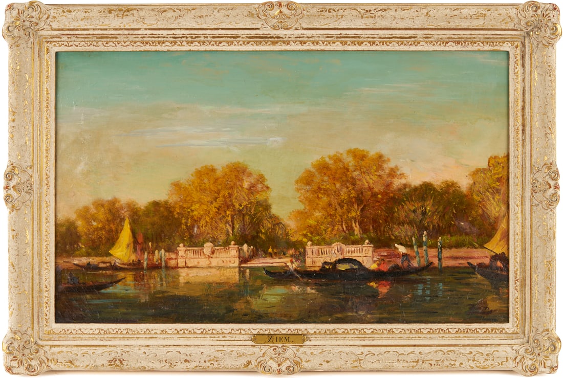 Felix Ziem Oil Landscape, Les Jardins Francais, Venice (1 of 14)
