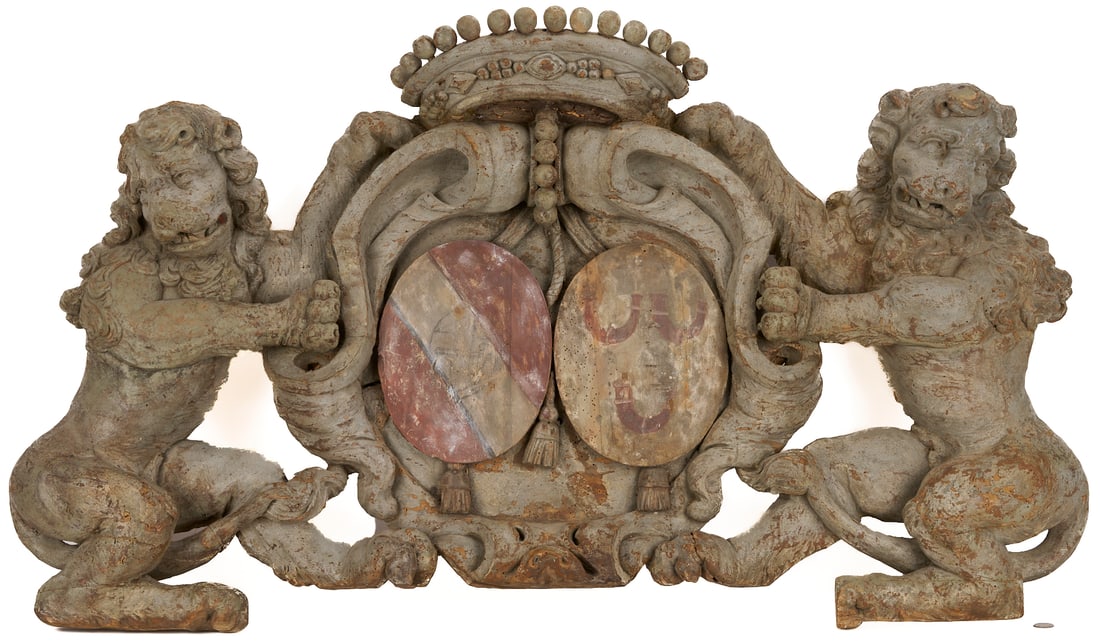 Continental Carved & Painted Architectural Crest (1 of 10)
