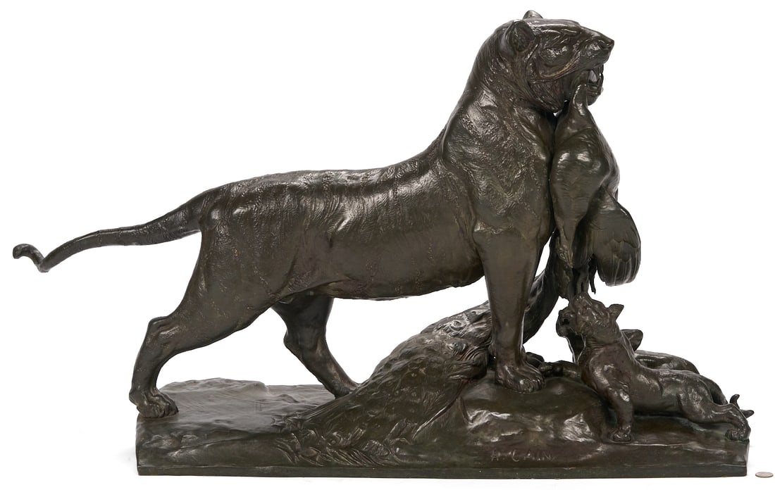 Bronze Lioness & Cubs Sculpture, Auguste Cain (1 of 20)