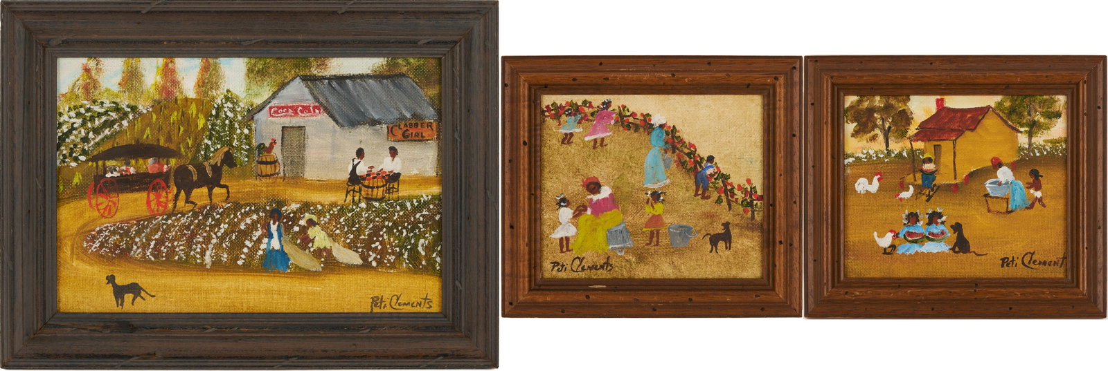 3 Peti Clements Alabama Folk or Outsider Art Black Americana Paintings (1 of 20)