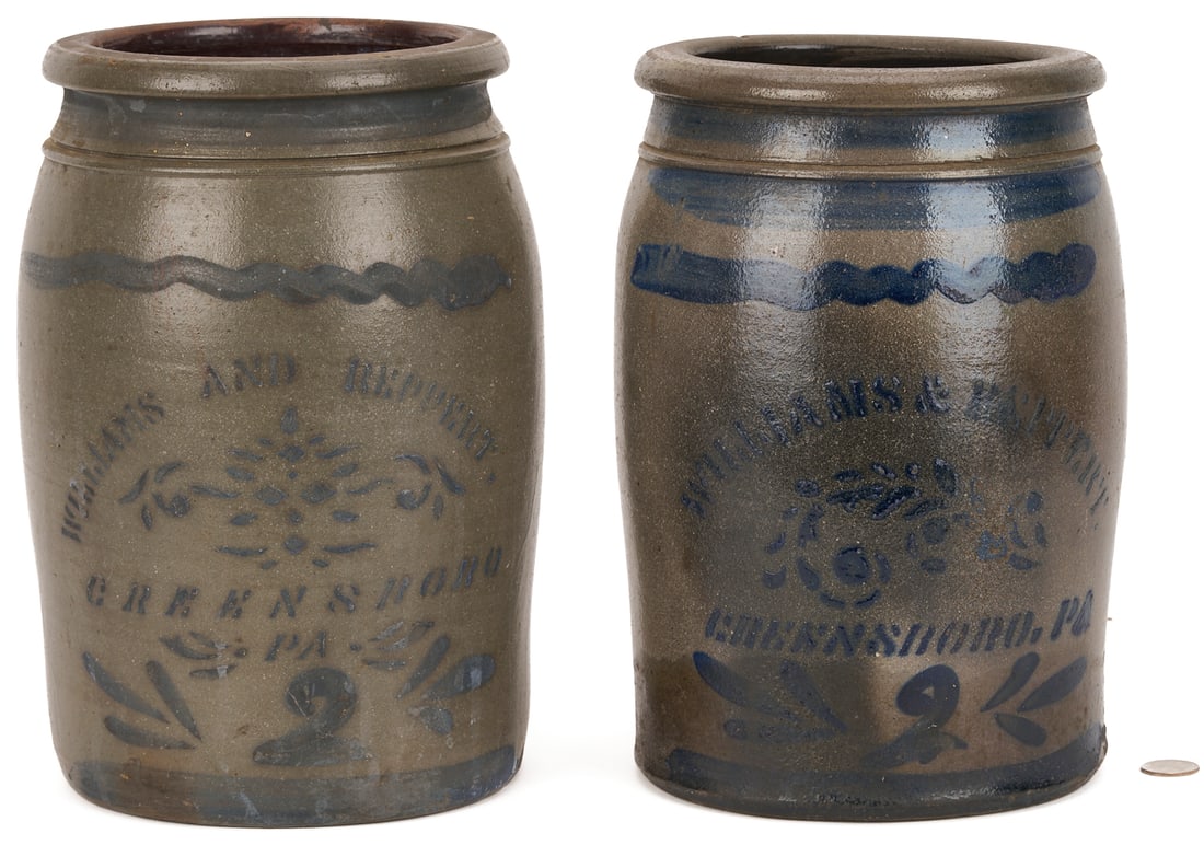 2 PA Cobalt Decorated Stoneware Jars, Williams & Reppert (1 of 10)