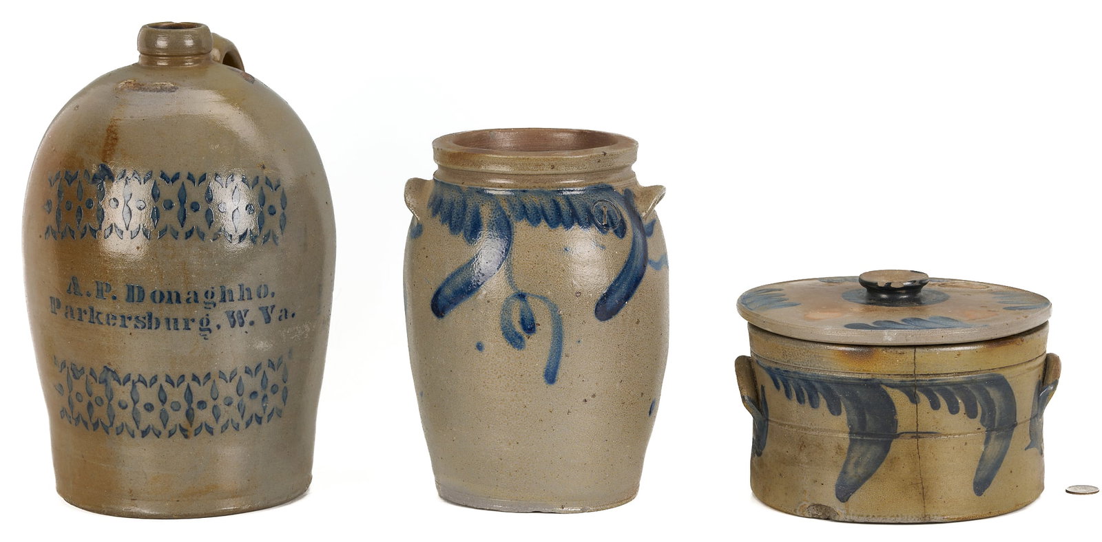 3 Cobalt Decorated Stoneware Items, incl. Donaghho (1 of 20)