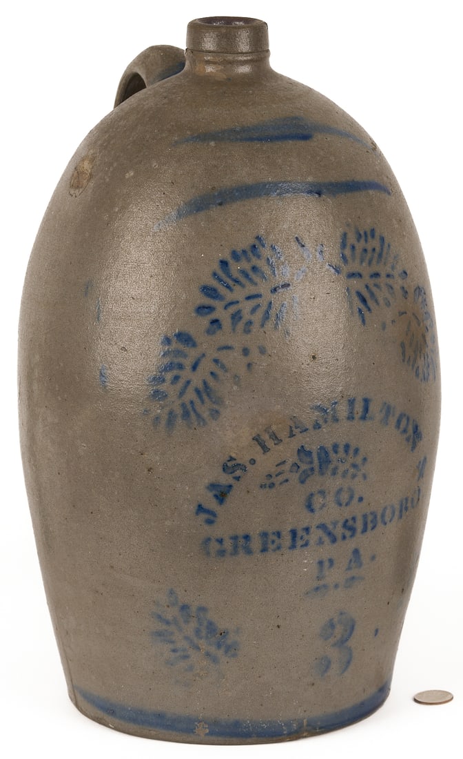 Jas. Hamilton Greensboro PA Jug, 3 Gallon Ovoid Form (1 of 16)