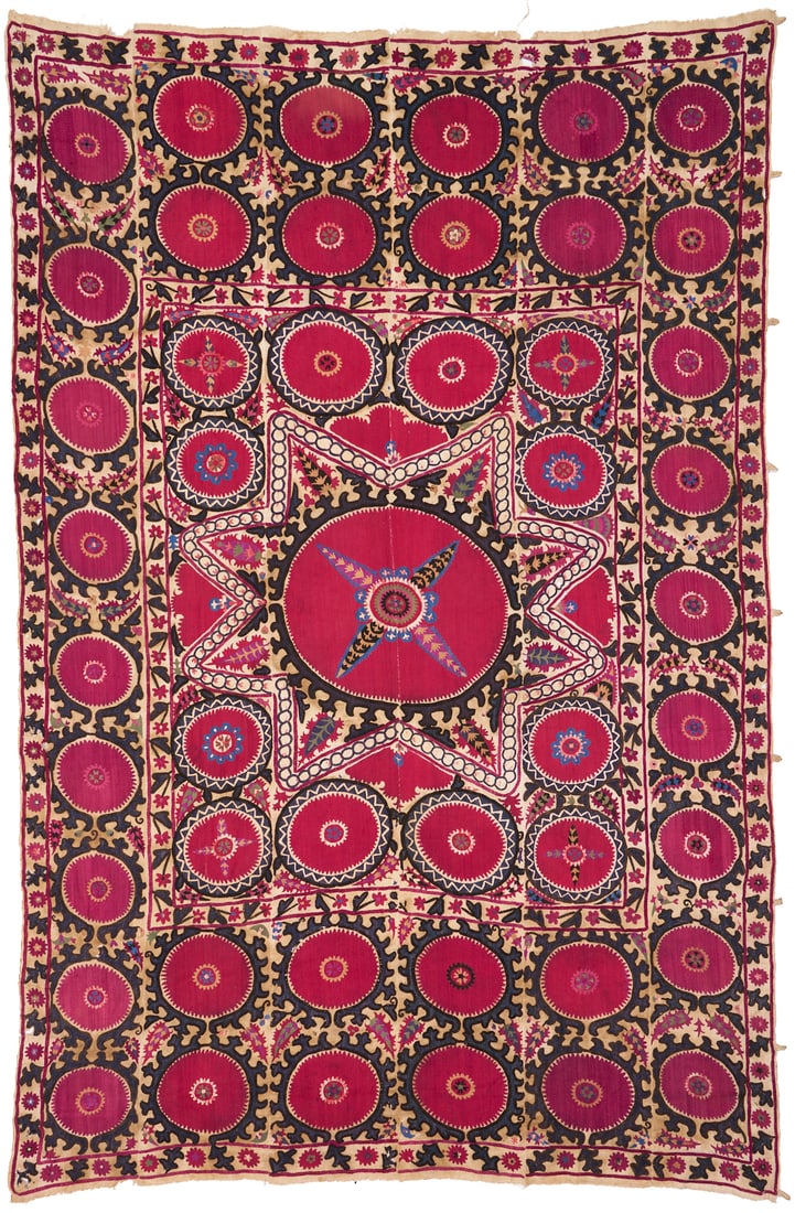 Uzbek Suzani Embroidered Textile, 7 ft x 10 ft (1 of 18)