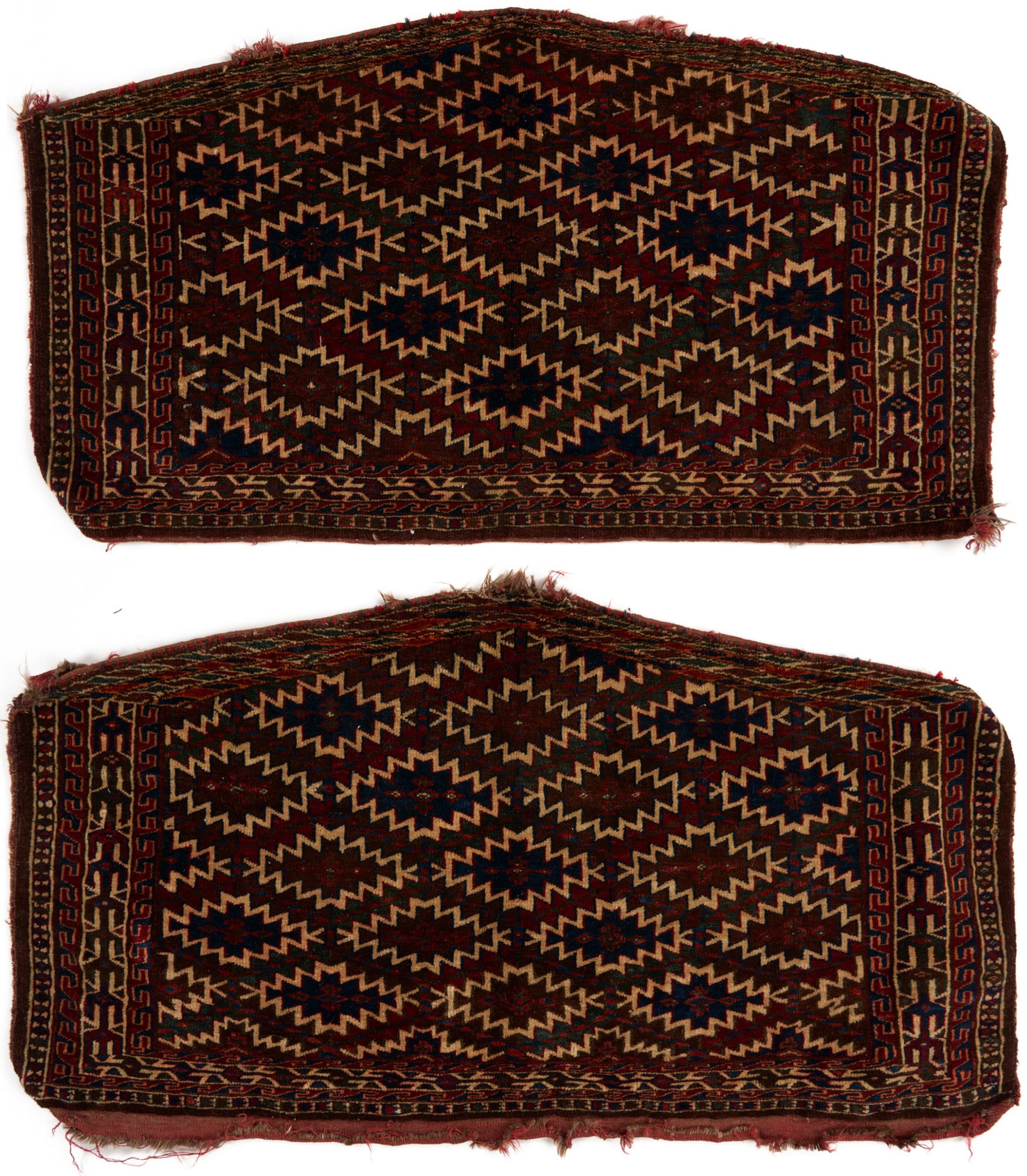2 Antique Turkmen Yomud Asmalyk Pentagonal Weavings (1 of 16)