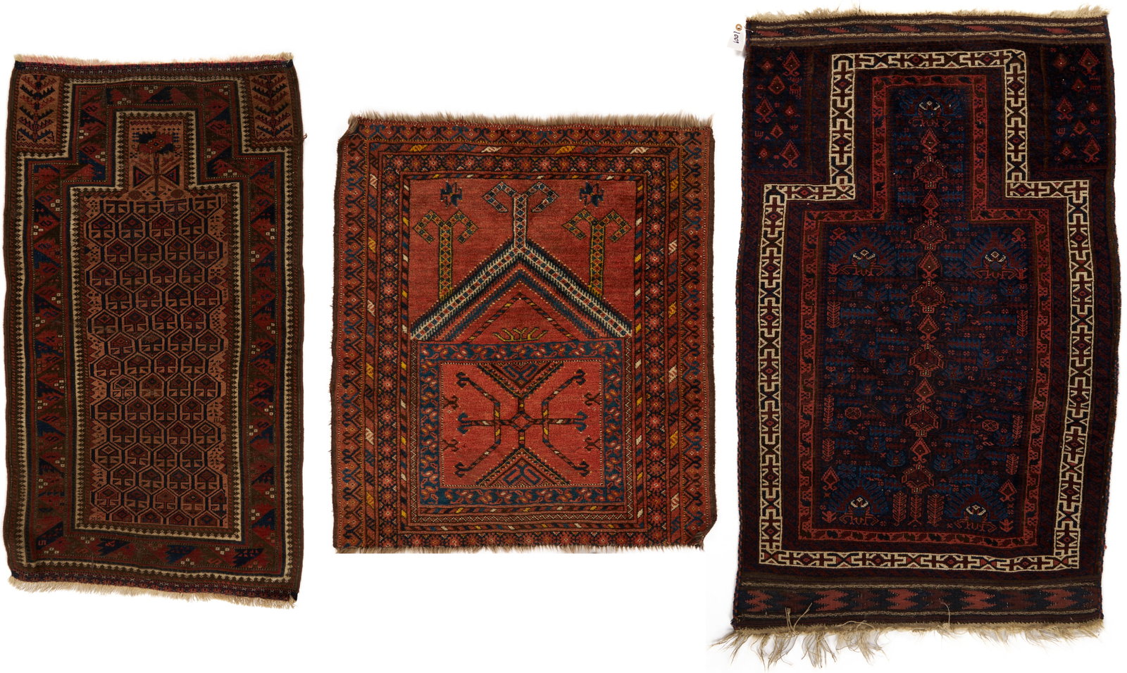 3 Antique Turkmen Prayer Rugs, Incl. Baluch & Ersari (1 of 20)