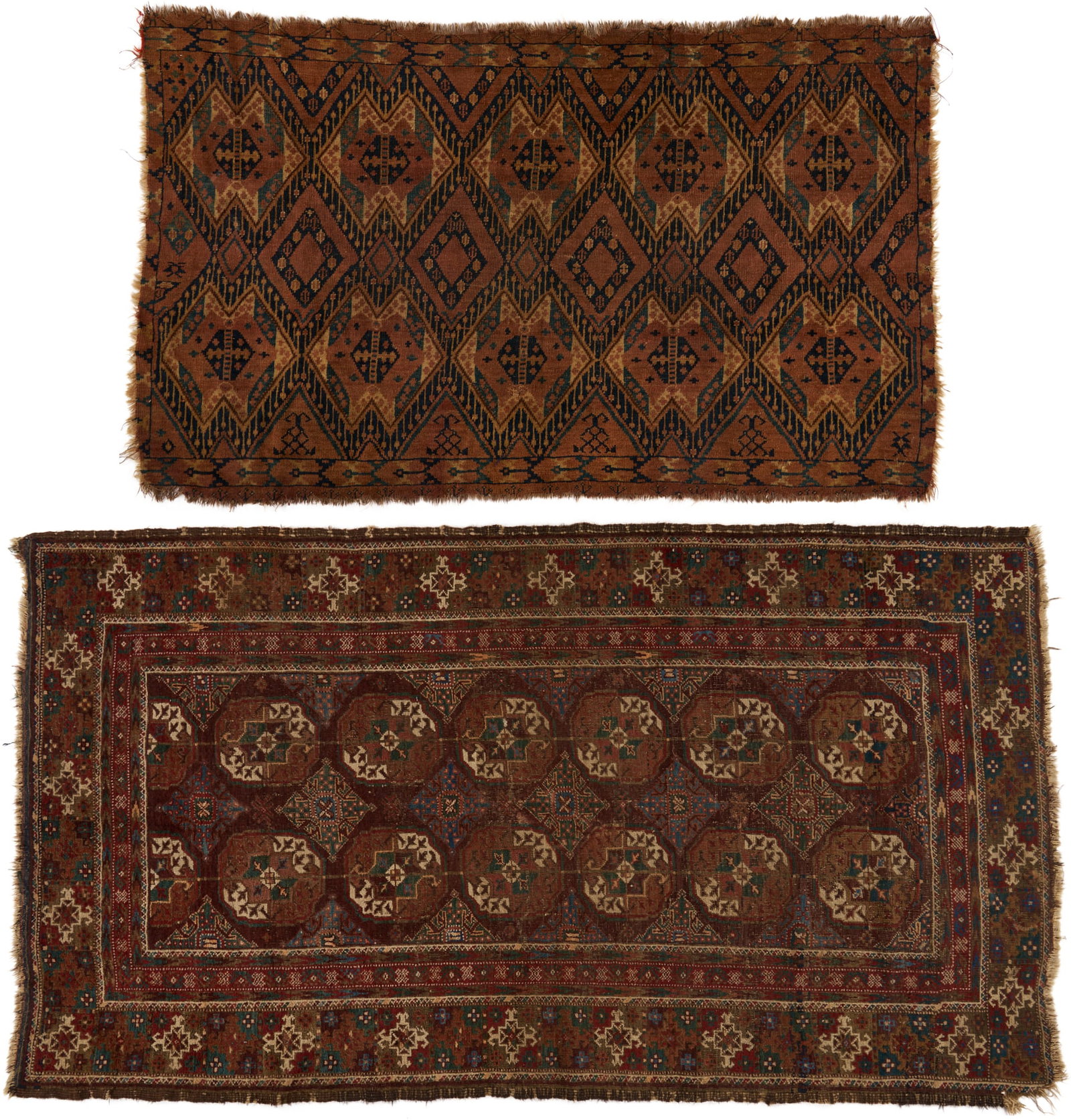 2 Antique Turkman Rugs, Ersari Chuval & Tekke Carpet (1 of 20)