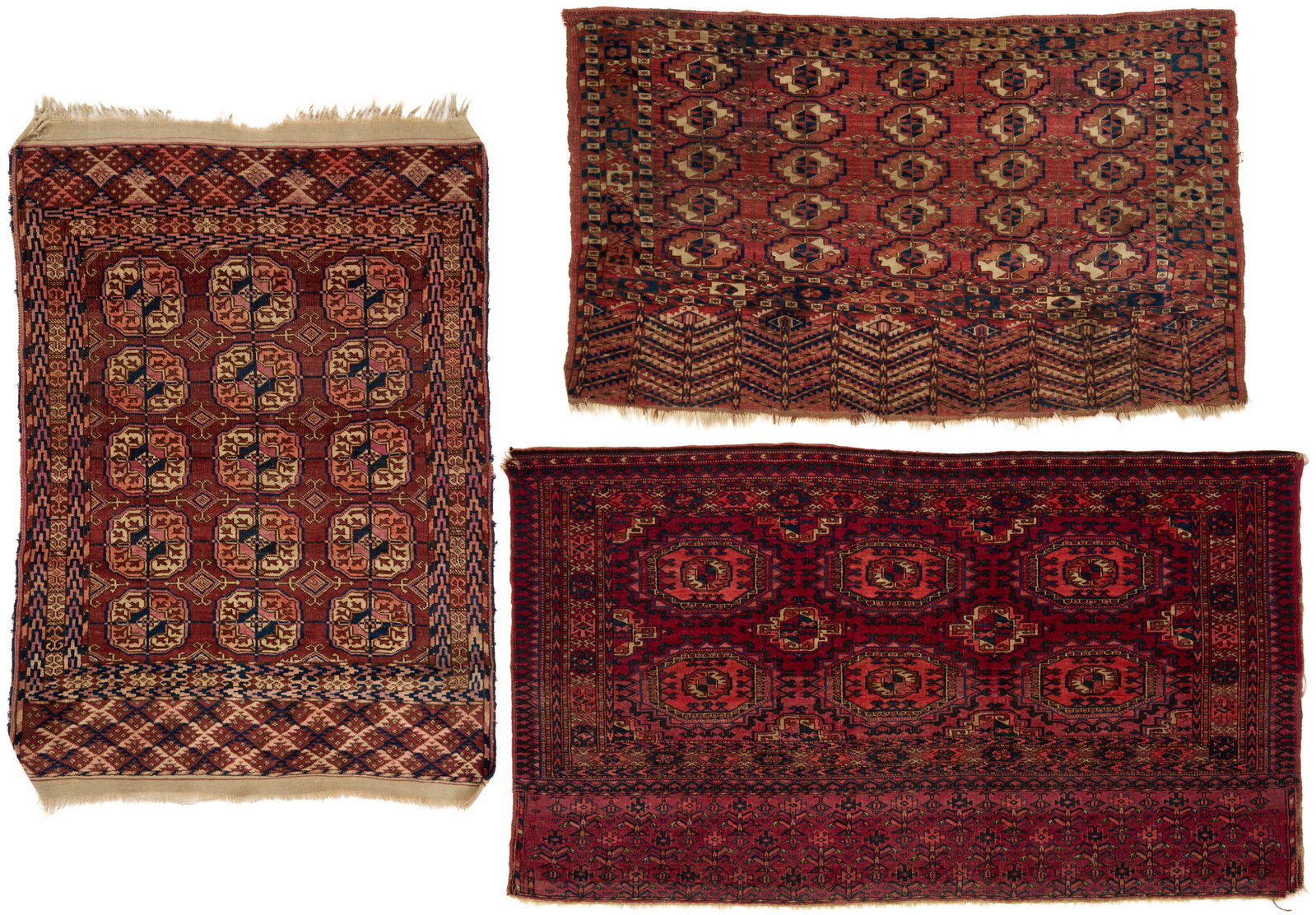 3 Antique Tekke Turkmen Rugs, incl. Chuval (1 of 20)