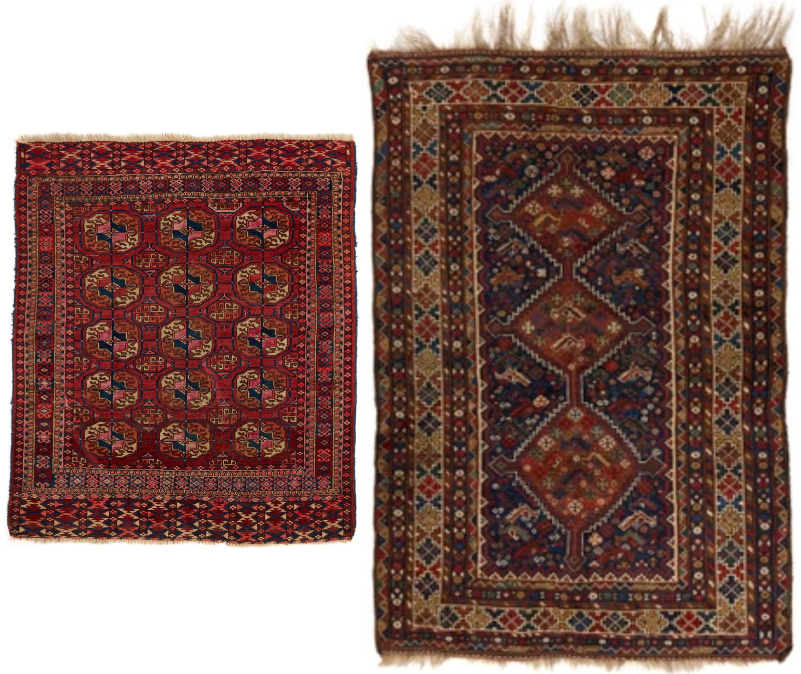 2 Late 19th Century Tribal Rugs, Turkoman & Persian Qashqai (1 of 20)
