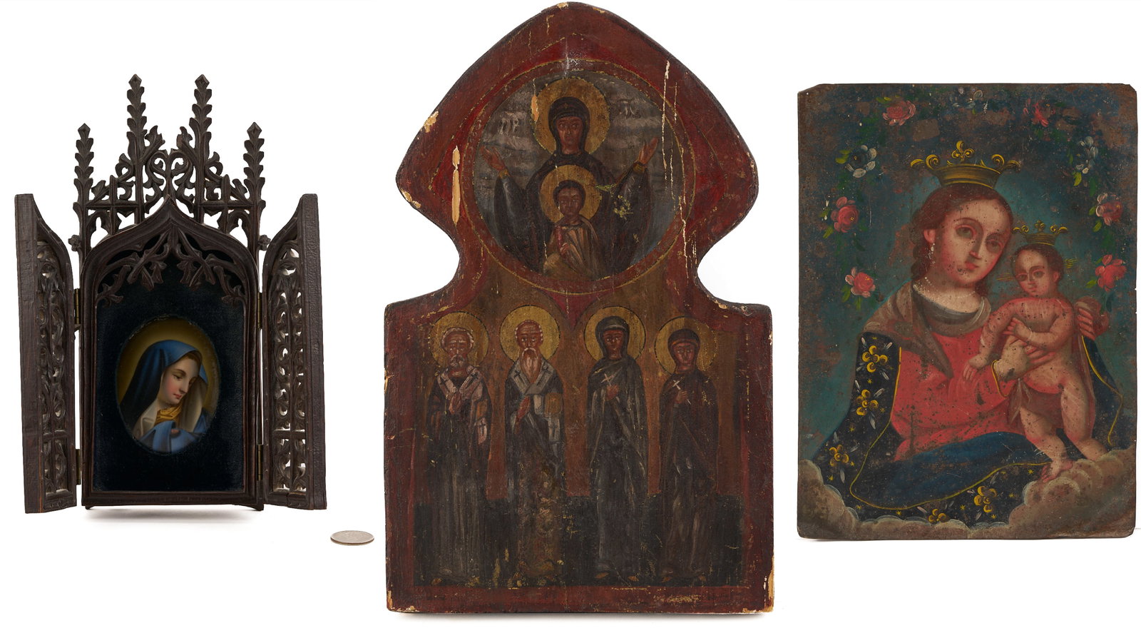3 Religious Art Items: Icon, Miniature & Retablo (1 of 20)