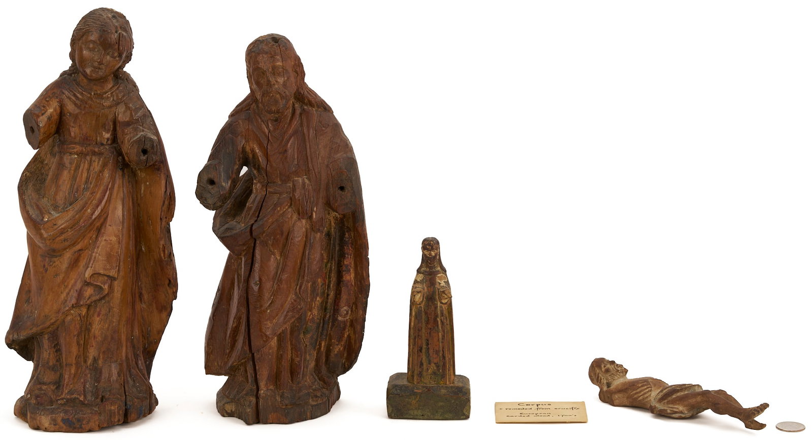 4 Carved Spanish Colonial Santos Figures, incl. Christ (1 of 20)