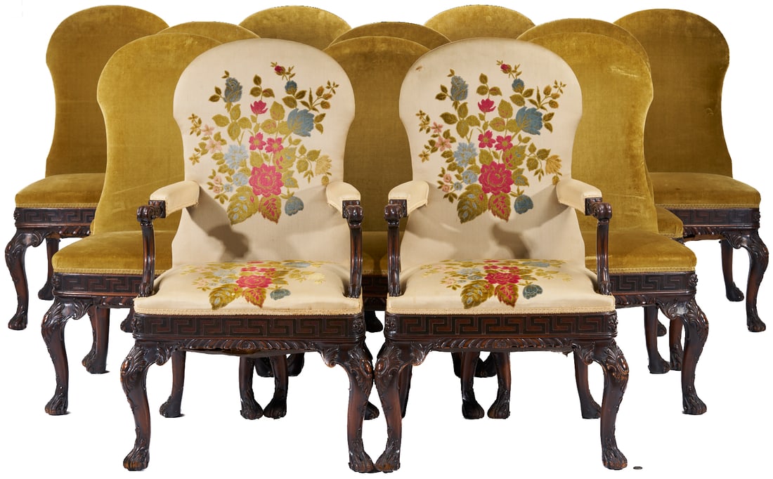 Set of 12 Georgian Style Upholstered Dining Chairs (1 of 14)