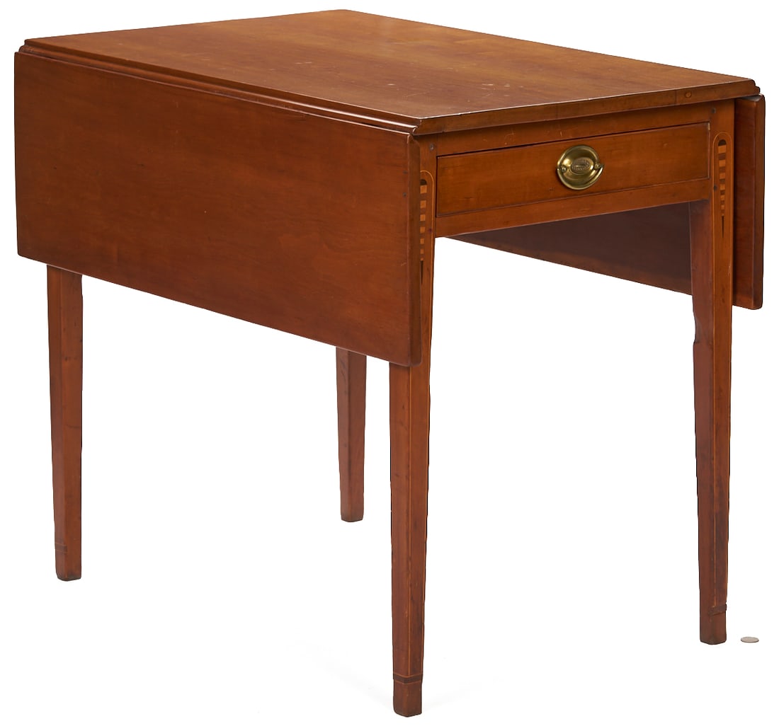 Cherry Pembroke Table with Inlaid Barber Pole Teardrop Stiles (1 of 19)