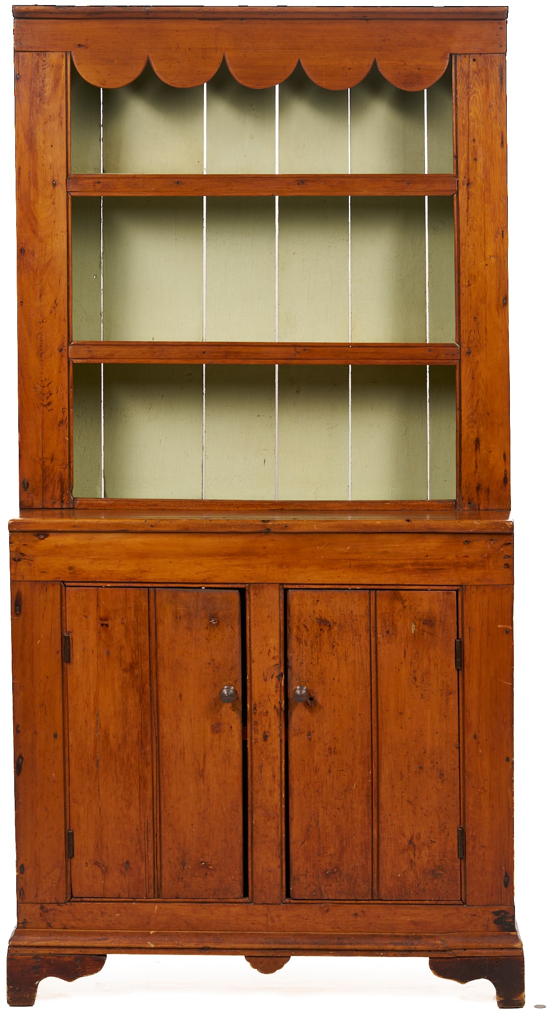 American Stepback Cupboard with Scallop Design & Bracket Feet (1 of 20)
