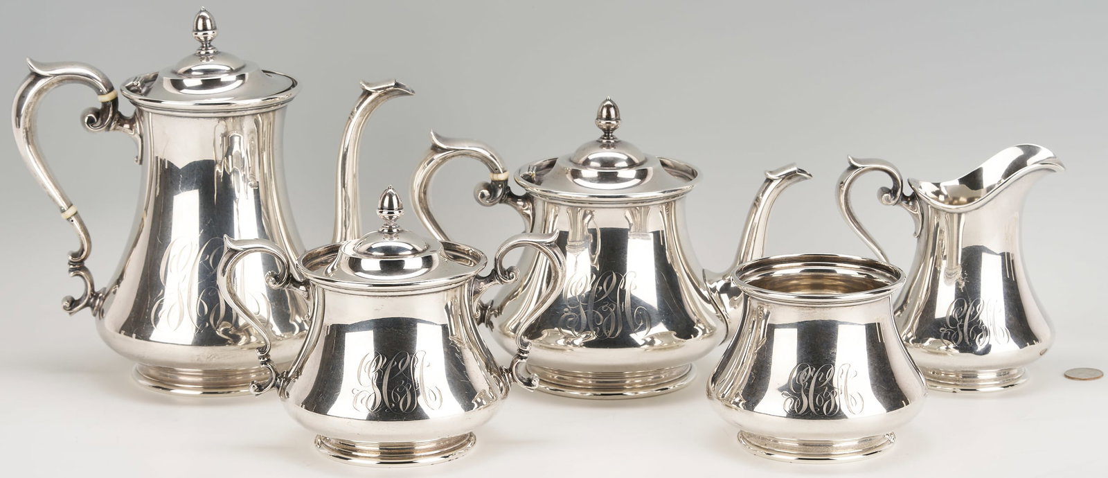 5 Pc. Durgin Sterling Silver Tea Set (1 of 20)