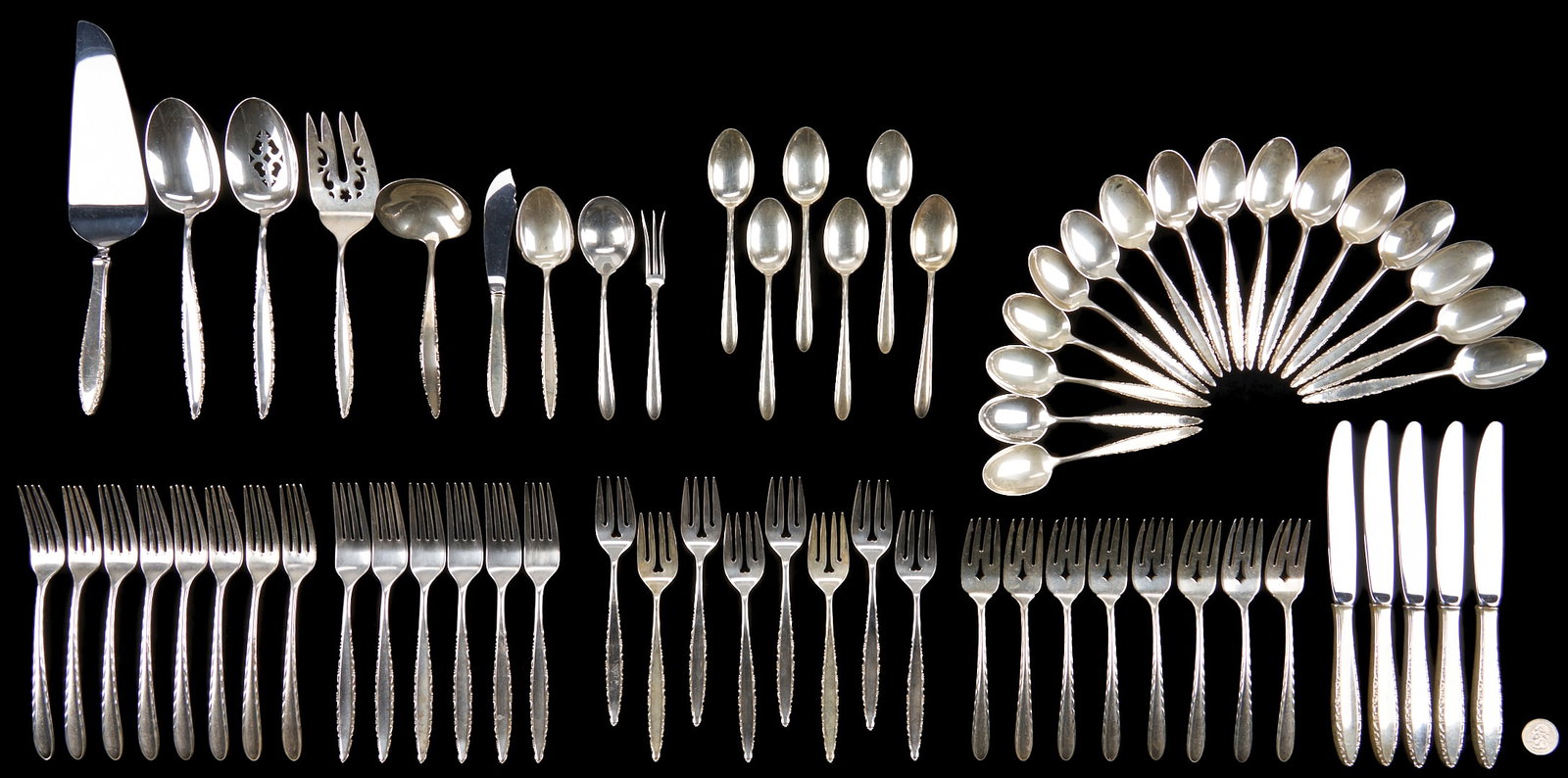 66 Pcs. Assorted Sterling Flatware, incl. Lunt Lacepoint (1 of 9)