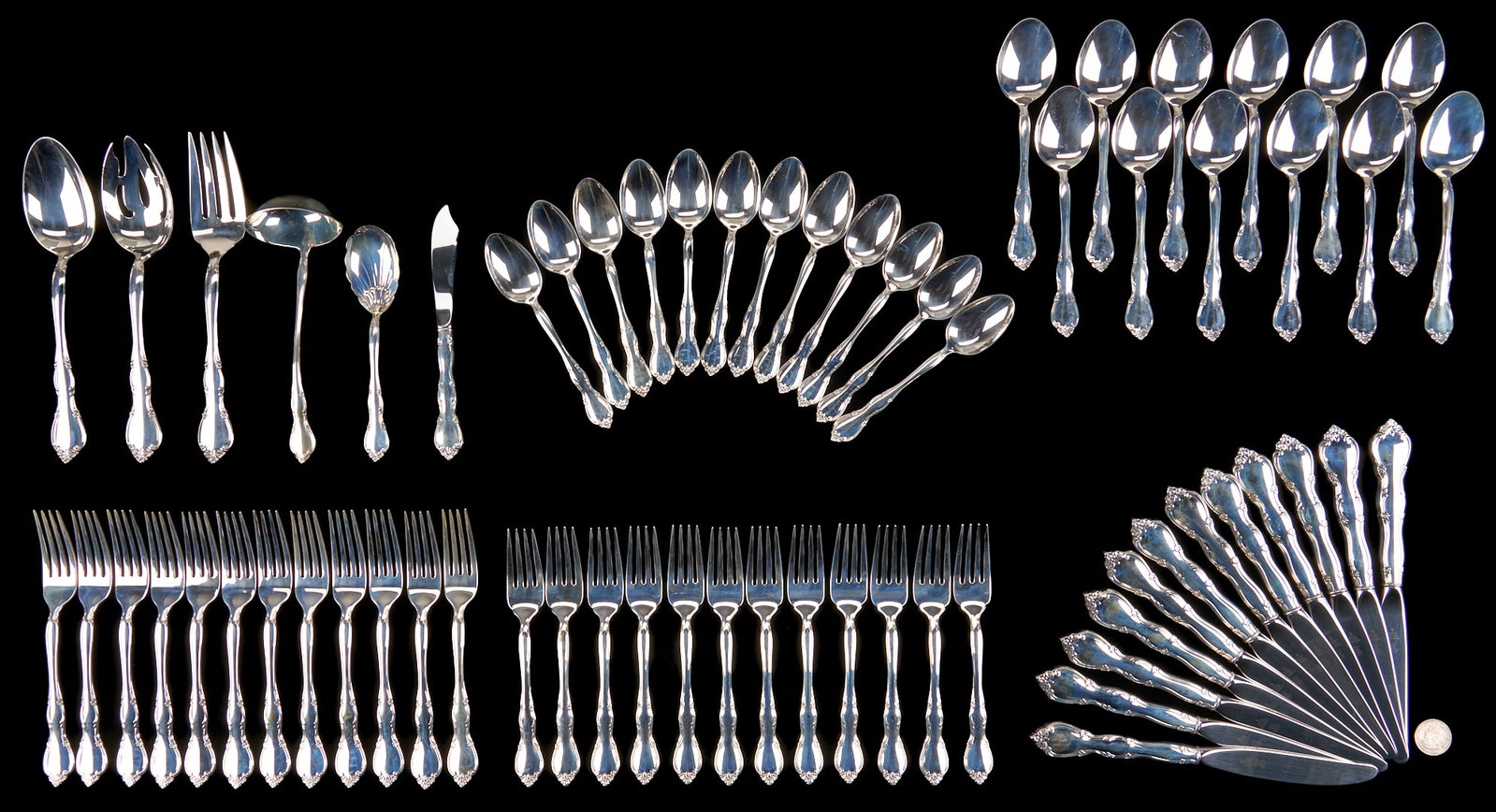 66 Pcs Gorham Sterling Silver Rose Tiara Flatware (1 of 9)