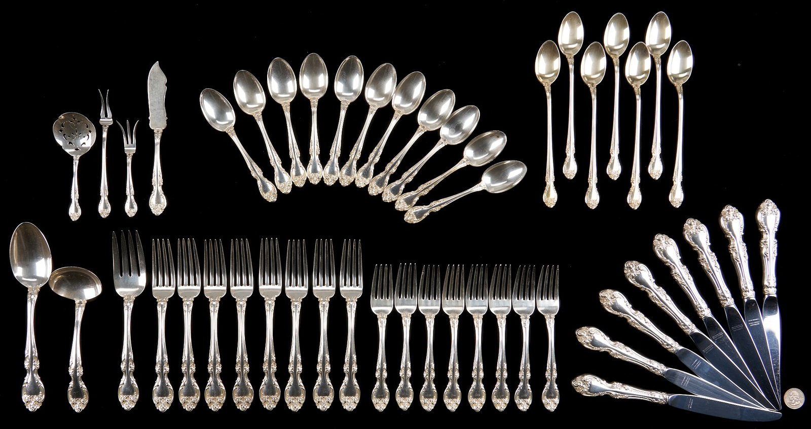 49 Pcs. Gorham Sterling Silver, Melrose Pattern (1 of 6)