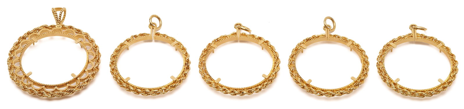 Five 14K Yellow Gold Rope Coin Bezels (1 of 10)