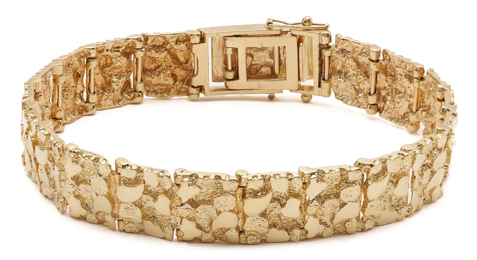 Men's 14K Gold Nugget Link Bracelet (1 of 7)