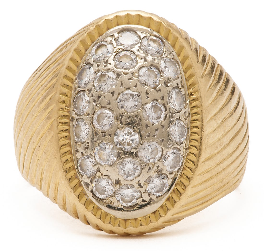 18K Gents' Oval Diamond Cluster Ring (1 of 6)