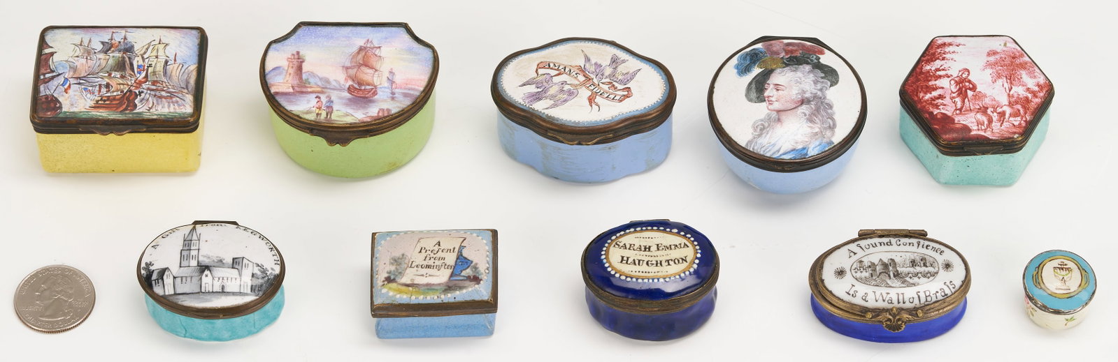 Ten Bilston & Battersea Enamel Boxes (1 of 17)