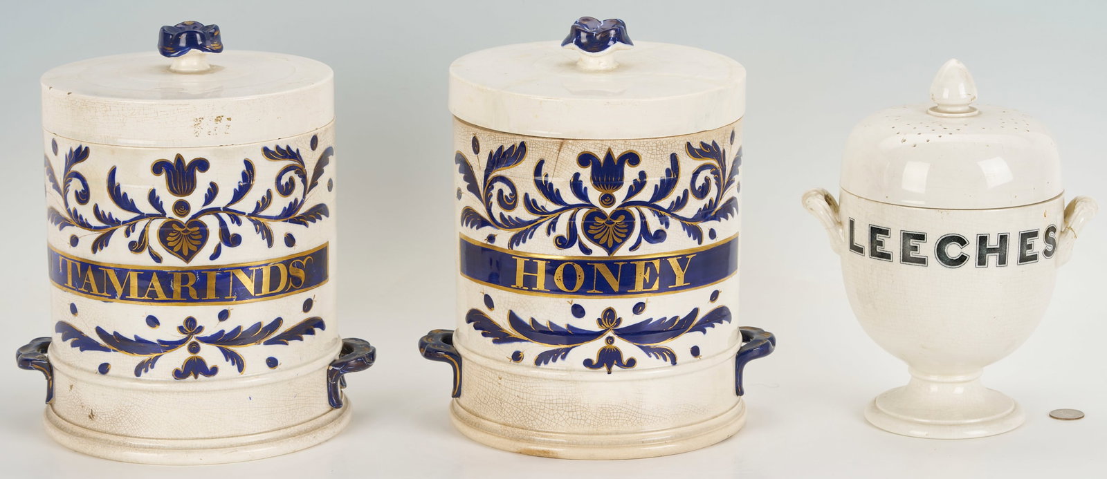 3 Antique Apothecary Jars: Leeches, Honey, Tamarinds (1 of 20)