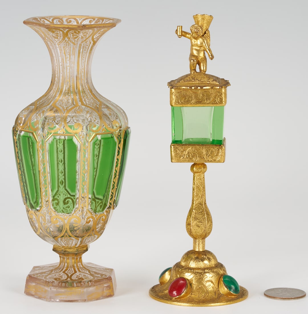 Continental Monstrance and Glass Vase, poss. Moser (1 of 18)