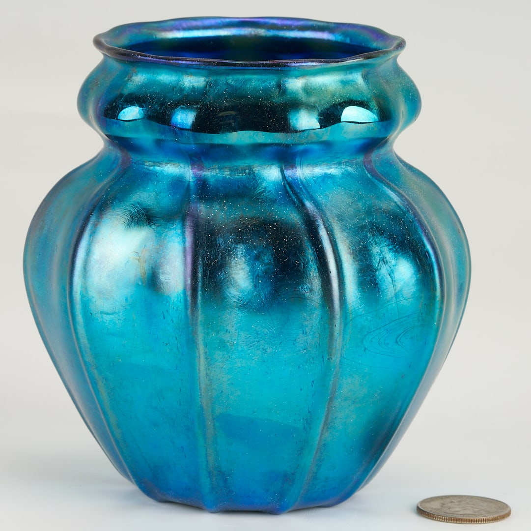 Tiffany Favrile Blue Glass Vase (1 of 8)