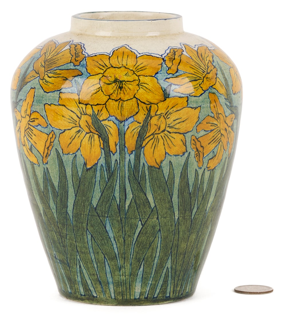 Exhibited Newcomb College Daffodil Vase, c. 1897 (1 of 20)