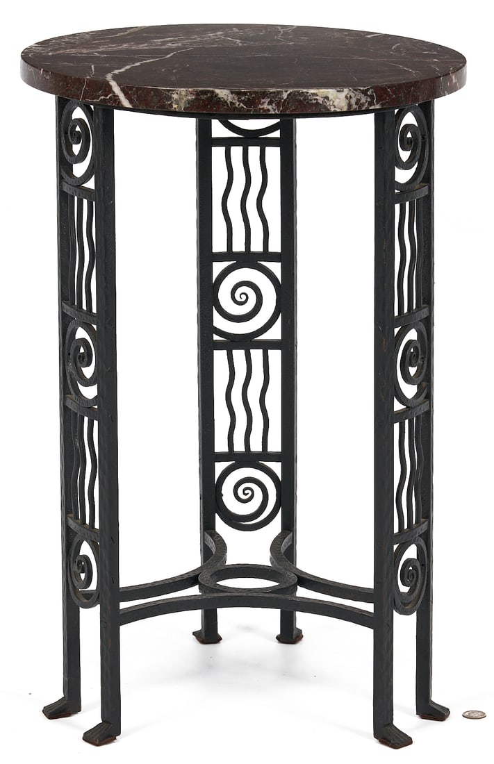 French Art Deco Hand Wrought Iron Table, poss. Edgar Brandt (1 of 8)
