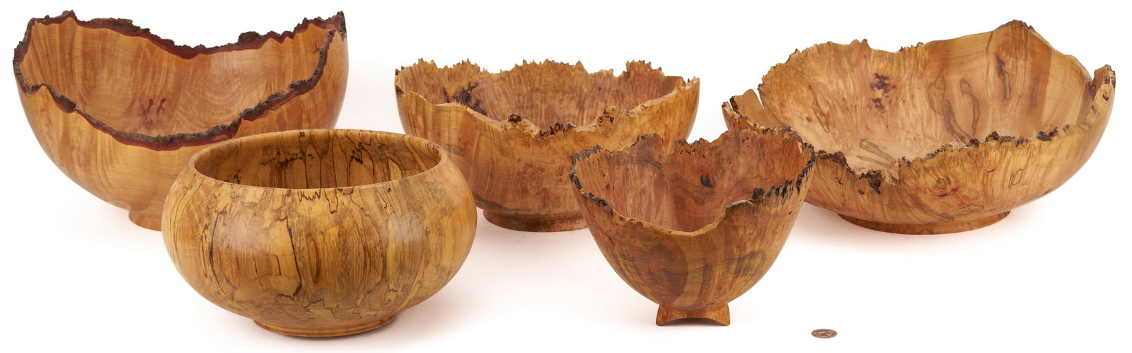 5 Steve Noggle Signed Burl Bowls, Figured Maple & Spalted Ambrosia (1 of 15)