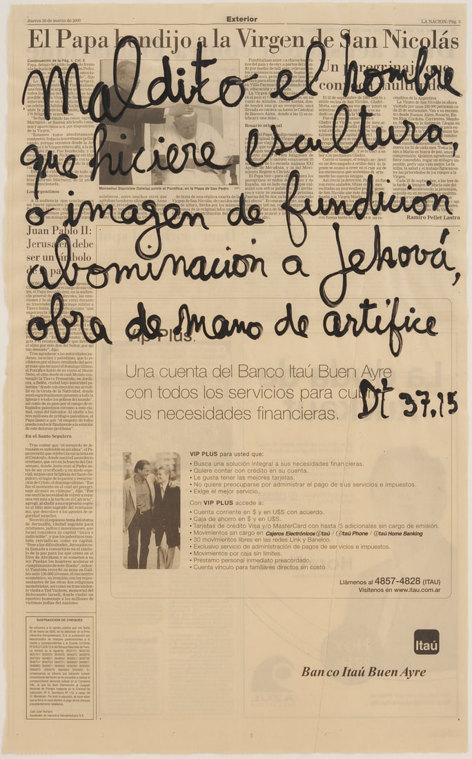 Leon Ferrari Conceptual Painting on Newspaper, Deuteronimo (1 of 10)