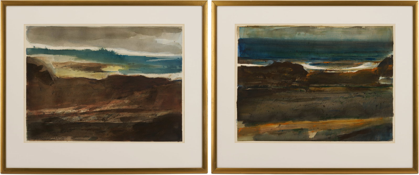 2 Carl Sublett Expressionist Coastal Watercolor Paintings (1 of 19)