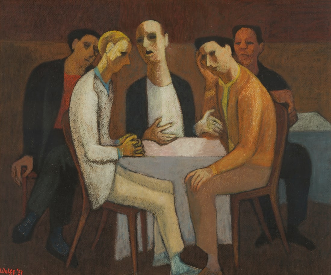 Meyer Wolfe Exhibited Pastel, Conversation (The Socialists) (1 of 9)